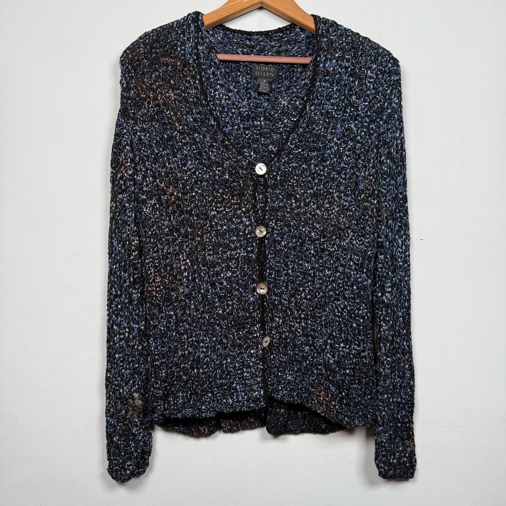 Sigrid Olsen Woven Braided Open Knit Rayon Cardigan & Tank Top Set, Size M
